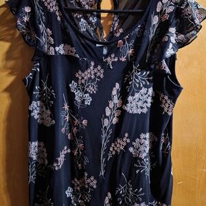 Maurices Black Floral Ruffle Blouse